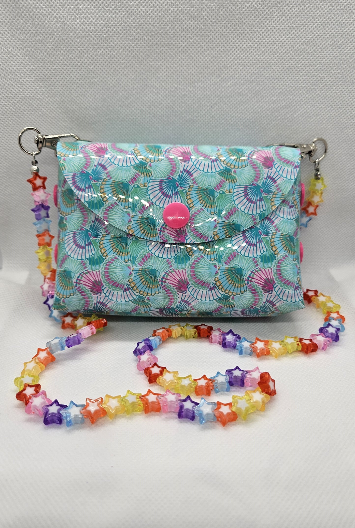 Children's Seashell Jelly Purse with Multi-Colored Strap